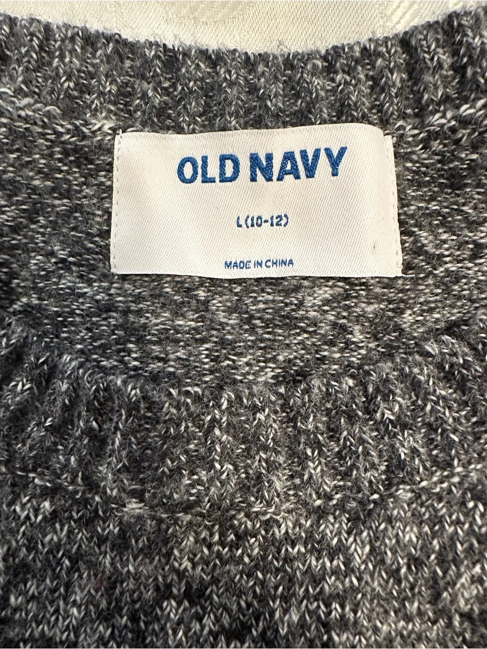 Old Navy Boy’s Charcoal Fair Isle Crewneck Sweater with Navy & Brown Pattern